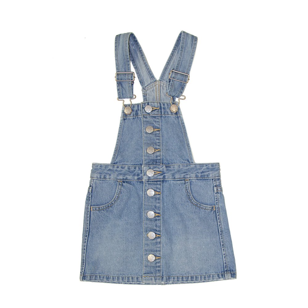 Image of Riders By Lee Summer Vintage DUNGAREE BUTTON DRESS SUMMER VINTAGE