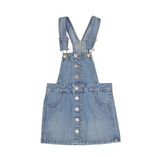 Image of Riders By Lee Summer Vintage DUNGAREE BUTTON DRESS SUMMER VINTAGE